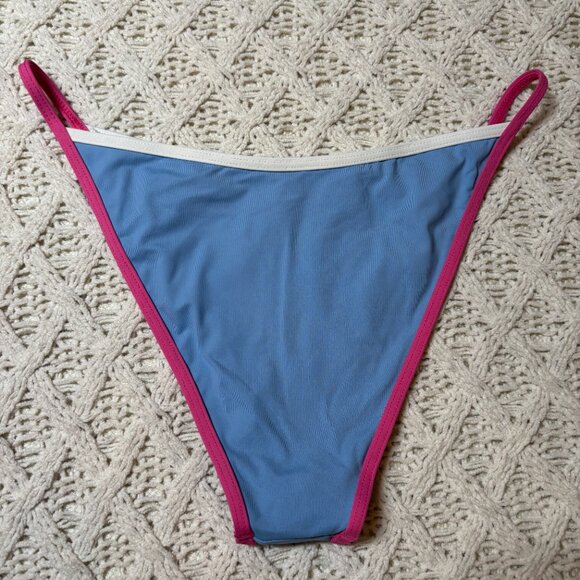 L*Space Bitsy Cut‎ Bikini Bottom Blue with Pink & White Trim – Women’s XL NWOT - Picture 6 of 6